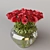 Romantic Rose Bouquet in Glass Vase 3D model small image 1