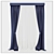 Luxurious Taffeta Curtains 3D model small image 1