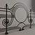 Modern Art Nouveau Wrought Iron Fence 3D model small image 2