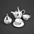 Golden Faces Tea Set 3D model small image 2