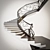 Elegant Wrought Iron Staircase 3D model small image 1