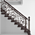 Classic Oak-Clad Basement Staircase 3D model small image 2