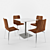 Modern Plywood Chair & Metal Table 3D model small image 1
