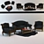 3-Piece Living Room Set: Sofa, Chair, and Table 3D model small image 1