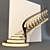 Golden Handrail Stairs 3D model small image 1