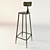 Country Style American Bar Stool - Vintage Height Adjustable 3D model small image 1