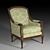 Traditional Fabric Armchair 3D model small image 1