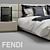 Luxury Fendi Casa Urano Bed 3D model small image 2