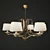 Palermo Chiaro Chandelier: Elegant, Golden, Beige Fabric Shades 3D model small image 1