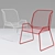 Modern Aluminum Red & White Chair 3D model small image 3