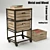 Vintage-Style Rolling Cart with 3 Drawers 3D model small image 1