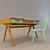 Children's Furniture Set: Wardrobe, Desk, Chair, Shelf 3D model small image 2