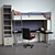 Indigo Teen Loft Bed Set 3D model small image 1