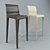 Sleek Oak Bar Stool with Stainless Steel Footrest 3D model small image 1