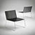 Sleek Leather Chair with Chrome Legs 3D model small image 1