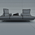 Prado 3-Seater Modern Sofa 3D model small image 2