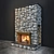 Cozy Hearth : Stone-Faced Fireplace 3D model small image 1