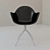 Modern Black Leather Chair 3D model small image 3