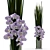 Elegant Orchid Bouquet with Grass Glass Vase 3D model small image 1