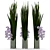 Elegant Orchid Bouquet with Grass Glass Vase 3D model small image 2