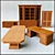 Classic Office Furniture Set 3D model small image 2