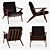 Crate and Barrel Cavett Leather Chair 3D model small image 2