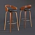 Grotto Barstool: Elegant Walnut and Brown 3D model small image 1