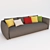 Contemporary Triple Sofa with Cushions 3D model small image 1