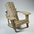 Natural Wood Adirondack Chair 3D model small image 1
