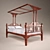 Antique Canopy Bed: English-Indian Style 3D model small image 1