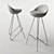 Sleek Metal and Fiberglass Bar Stool 3D model small image 2