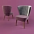 Elegant Upholstered Armchair 3D model small image 1