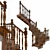 Russian Style Wooden Staircase 3D model small image 1