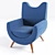 Midcentury Elegance: Jean Royère Ambassador Armchair 3D model small image 1