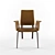 Luxury Leather Armchair with Wooden Legs 3D model small image 2