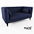 Luxury Navy Flynn Sofa 3D model small image 1