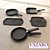 Vazaro Cast Iron Cookware Set 3D model small image 1