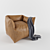 Comfort Lounge Armchair with Stylish Cloth Upholstery 3D model small image 2