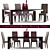 Modern 10-Seater Dining Table 3D model small image 1