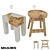 Elegant Bamboo Stools 3D model small image 1