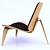Sleek Shell Lounge Chair 3D model small image 1