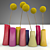 Elegant 8-Tube Burgundy Vases 3D model small image 1