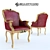 Elegant Cherry Patina Elbow Chair 3D model small image 1