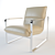 Sleek White Leather Lounge Chair 3D model small image 1