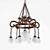 Bronze Textured Chandelier with White Glass Shades 3D model small image 1