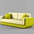 Contemporary Grey Fabric Sofa 3D model small image 1