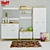 Oslo Hallway Set with Mirror, Shoe Cabinet & Bench 3D model small image 2