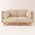 Elegant Double Sofa in Beige Leather 3D model small image 1