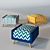 Stylish Square Ottomans: 3 Pattern Options 3D model small image 2