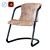 Vintage-Style Steel & Leather Armchair 3D model small image 1